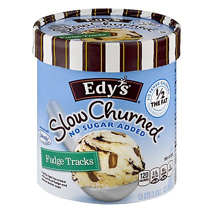 Dreyers Edys Ice Cream Slow Churned Light No Sugar Added Fudge Tracks - 1.5 Quart - Image 5