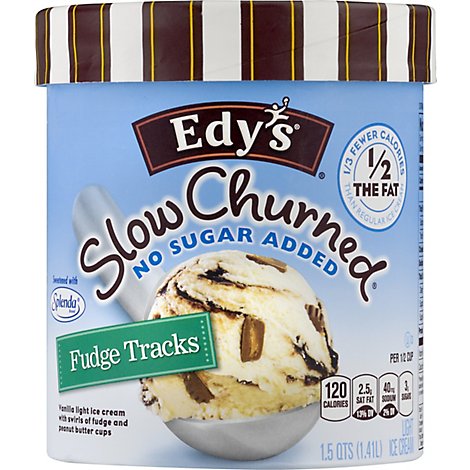 Dreyers Edys Ice Cream Slow Churned Light No Sugar Added Fudge Tracks - 1.5 Quart