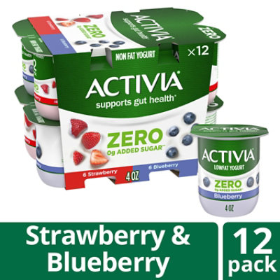 Activia 60 Calories Probiotic Strawberry & Blueberry Non Fat Yogurt Variety Pack - 12-4 Oz