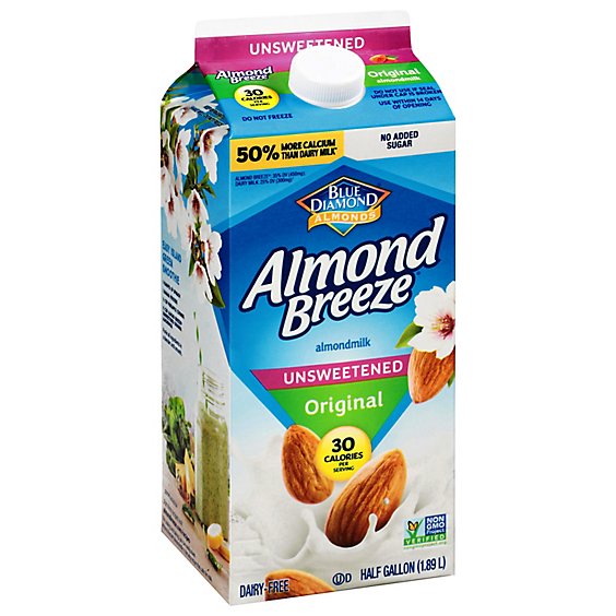 Blue Diamond Almonds Almond Breeze Milk Unsweetened Original - 64 Fl. Oz.