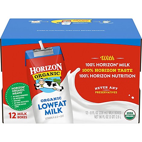 Horizon Organic Milk 1% Lowfat - 12-8 Fl. Oz.