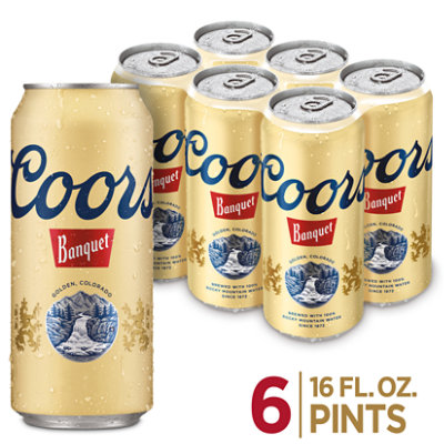 Coors Banquet American Style Lager Beer 5% ABV Cans - 6-16 Fl. Oz. - Image 1