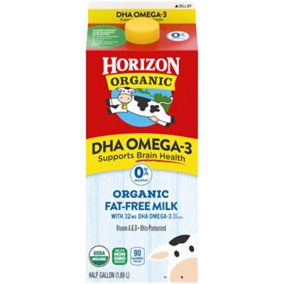 Horizon Organic Fat Free Milk DHA Omega 3 - Half Gallon - Image 2