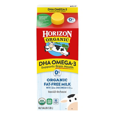 Horizon Organic Fat Free Milk DHA Omega 3 - Half Gallon - Image 1