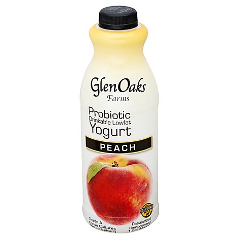 GlenOaks Yogurt Drinkable Low Fat With Probiotics Peach - 32 Fl. Oz.