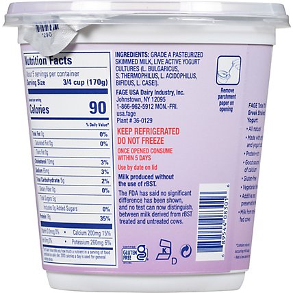 FAGE Total 0% Milkfat Plain Greek Yogurt - 32 Oz - Image 6