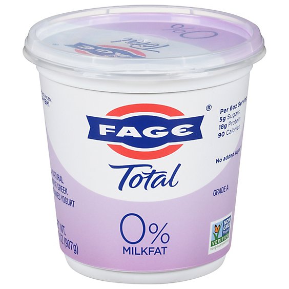FAGE Total 0% Milkfat Plain Greek Yogurt - 32 Oz