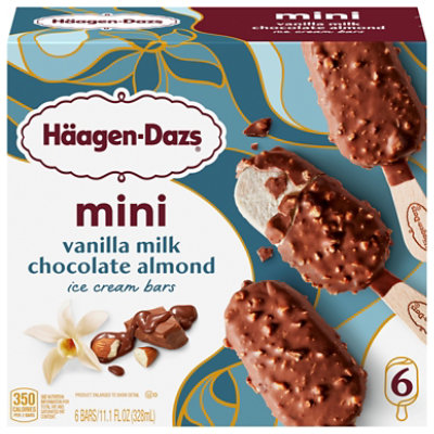 Haagen Dazs Vanilla Milk Chocolate Almond Ice Cream Mini Bars - 6 Count ...