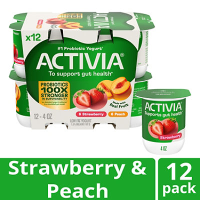 Dannon Activia Peach & Strawberry Probiotic Low Fat Yogurt Cups