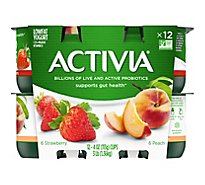 Activia Low Fat Probiotic Peach & Strawberry Yogurt Variety Pack - 12-4 Oz