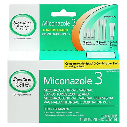 Signature Care Vaginal Antigungal Pack Suppositories + Cream Miconazole 3 Day Treatment - Each - Image 3