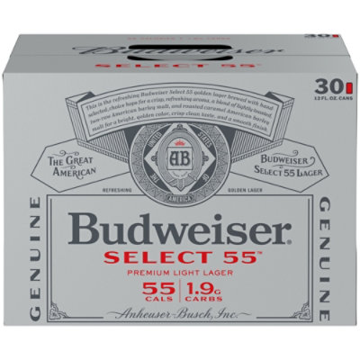 Budweiser Select 55 Light Beer In Cans - 30-12 Fl. Oz. - Image 1