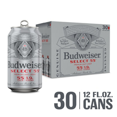 Budweiser Select 55 Light Beer Cans - 30-12 Fl. Oz.