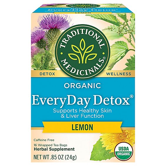 Traditional Medicinals Organic EveryDay Detox Lemon Herbal Tea Bags - 16 Count