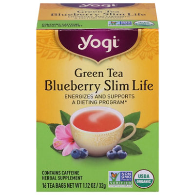 Yogi Herbal Supplement Tea Green Tea Blueberry Slim Life 16 Count - 1.12 Oz - Image 2