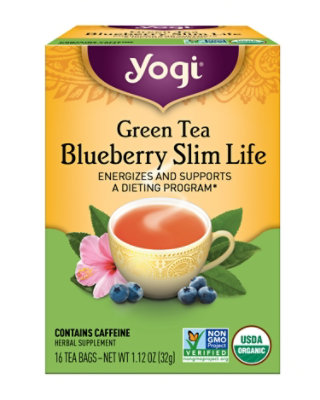 Yogi Herbal Supplement Tea Green Tea Blueberry Slim Life 16 Count - 1.12 Oz - Image 2