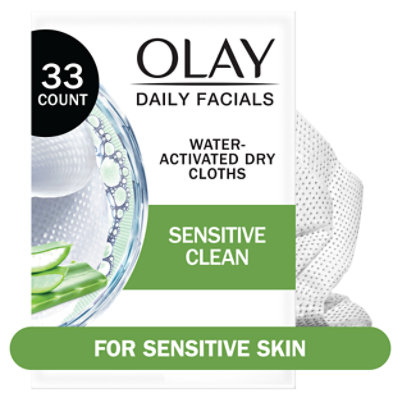  Olay Daily Facial Cloths Water Activated 5 in 1 Sensitive Clean with Aloe Leaf Extract - 66 Count 