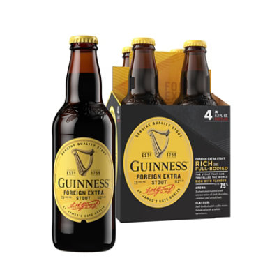 Guinness Beer Foreign Extra Stout Bottles - 4-11.2 Fl. Oz. - Image 1