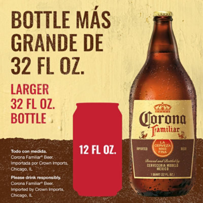 Corona Familiar Mexican Lager Beer Bottle 4.8% ABV - 32 Fl. Oz. - Image 4