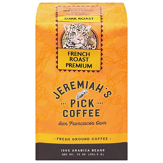 Jeremiahs Pick Coffee Ground Dark Roast French Roast Premium - 10 Oz