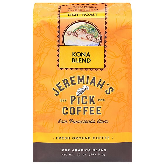 Jeremiahs Pick Coffee Ground Light Roast Kona Blend Coffee - 10 Oz
