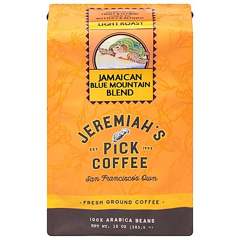 Jeremiahs Pick Coffee Ground Light Roast Jamaican Blue Mountain Blend - 10 Oz