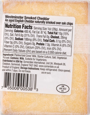 Somerdale Cheese Westminster English Cheddar Smoked - 7 Oz - Image 5