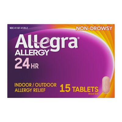 Allegra Adult 24HR Non-Drowsy Antihistamine Allergy Tablets - 15 Count - Image 1