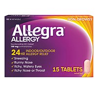 Allegra Allergy 24 Hour Non-Drowsy Tablets 180 mg - 15 Count - Image 1
