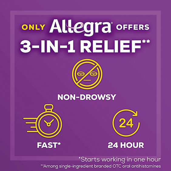 Allegra Allergy Antihistamine Tablets 24 Hour 60mg Non-Drowsy - 30 Count