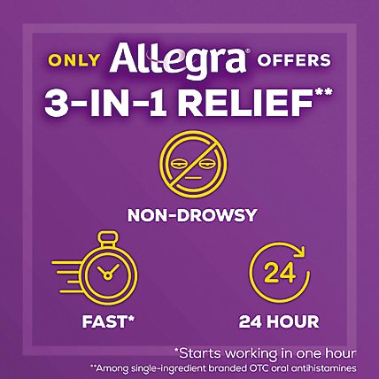 Allegra Allergy Antihistamine Tablets 24 Hour 60mg Non-Drowsy - 30 Count - Image 1
