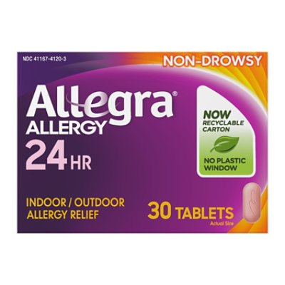 Allegra Allergy Antihistamine Tablets 24 Hour 60mg Non-Drowsy - 30 Count - Image 1