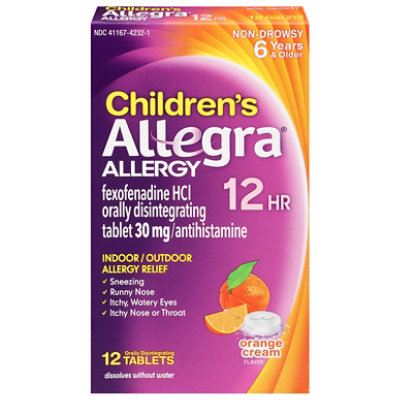 Allegra Allergy Childrens 12 Hour Non-Drowsy Disintegrating Tablets Orange Cream 30 Mg - 12 Count - Image 1