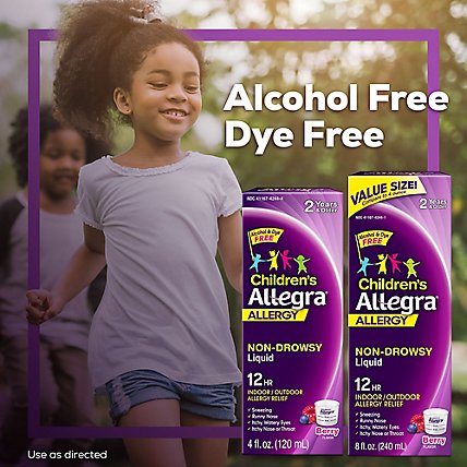 Allegra Childrens Allergy Antihistamine Liquid 12 Hour 30mg Non-Drowsy Berry - 4 Fl. Oz. - Image 4