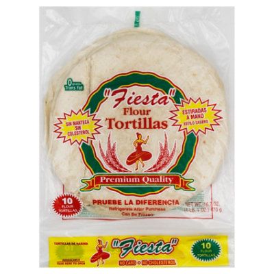 Fiesta Tortillas Flour No Lard Bag 10 Count - 16.7 Oz