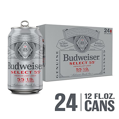 Budweiser Select 55 Premium Light Beer Can - 24-12 Fl. Oz.