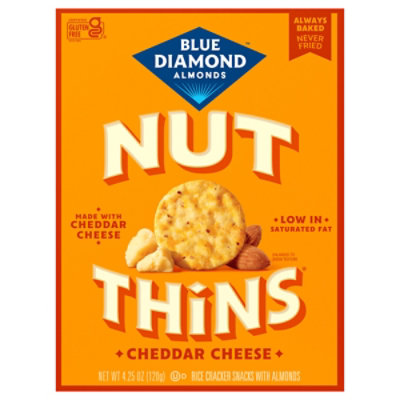 Blue Diamond Nut Thins Cracker Snacks Almond Nut & Rice Cheddar Cheese - 4.25 Oz