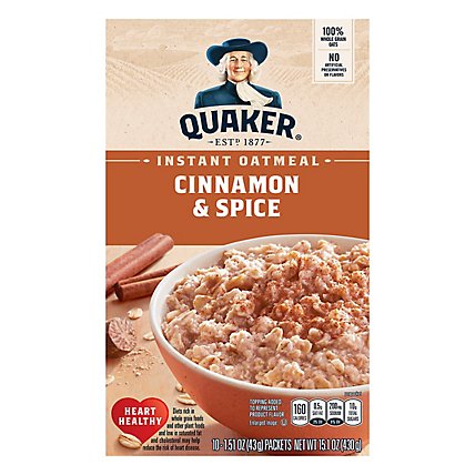Quaker Oatmeal Instant Cinnamon & Spice - 10-1.51 Oz - Image 1