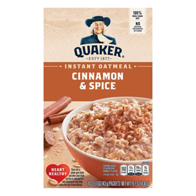 Quaker Oatmeal Instant Cinnamon & Spice - 10-1.51 Oz