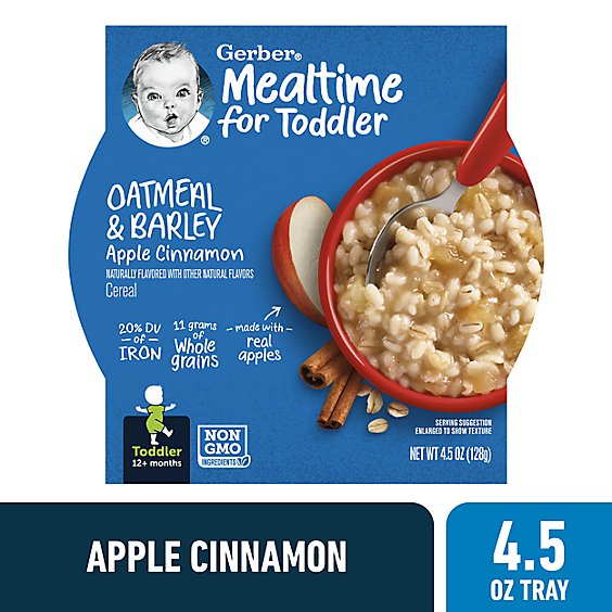 Gerber Breakfast Buddies Apple Cinnamon with Real Fruit Toddler Cereal Tray - 4.5 Oz