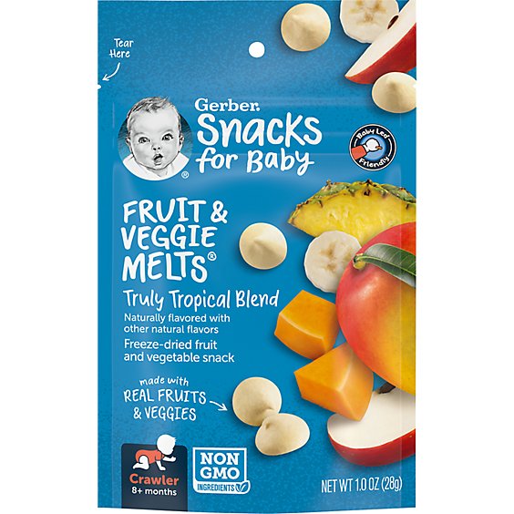 Gerber Snacks for Baby Truly Tropical Blend Fruit & Veggie Melts Baby Snack Bag - 1 Oz