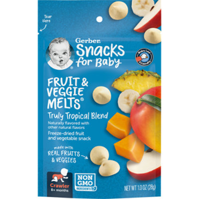 Gerber Snacks for Baby Truly Tropical Blend Fruit & Veggie Melts Baby Snack Bag - 1 Oz - Image 1