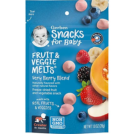 Gerber Snacks for Baby Very Berry Blend Fruit And Veggie Melts Baby Snack Bag - 1 Oz - Image 1