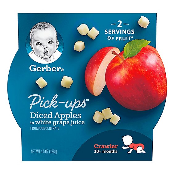 Gerber Pick-Ups Baby Food Crawler Diced Apples In White Grape Juice - 4.5 Oz