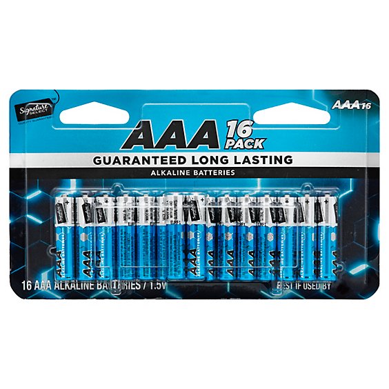 Signature SELECT Batteries Alkaline AAA Guaranteed Long Lasting - 16 Count