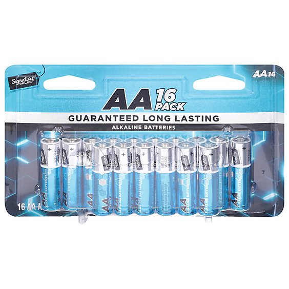 Signature SELECT Batteries Alkaline AA Guaranteed Long Lasting - 16 Count