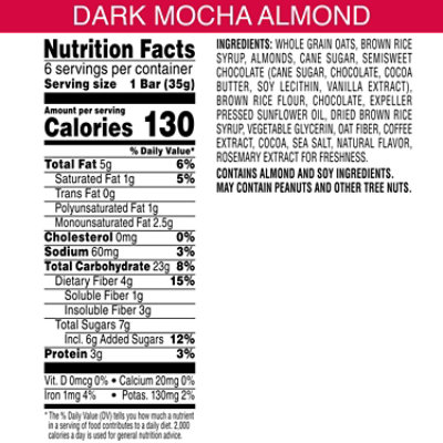 Kashi Chewy Granola Bars Fiber Bars Dark Mocha Almond 6 Count - 7.4 Oz - Image 5