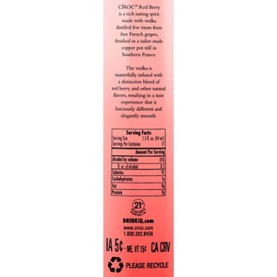 CIROC Red Berry Vodka Infused with Natural Flavors - 750 Ml - Image 3