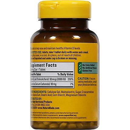 Nature Made Vitamin D Supplement Tablets D3 2000 IU - 220 Count - Image 5