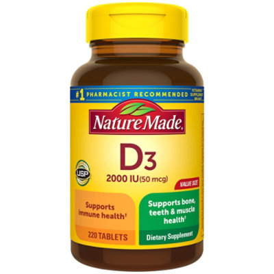 Nature Made Vitamin D Supplement Tablets D3 2000 IU - 220 Count - Image 1